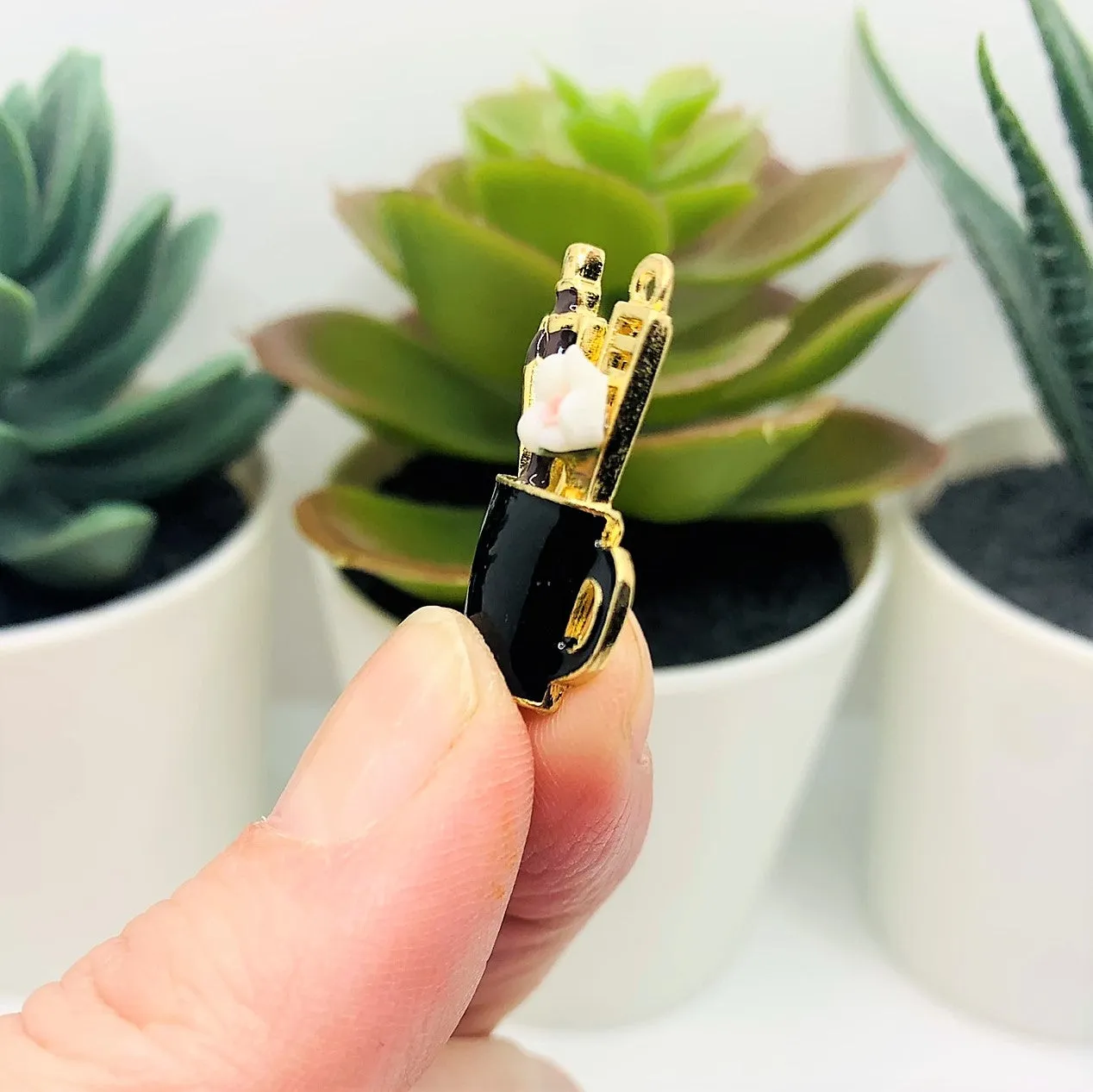 1, 4 or 20 Pieces: Black Paintbrush Artist Cup Charms