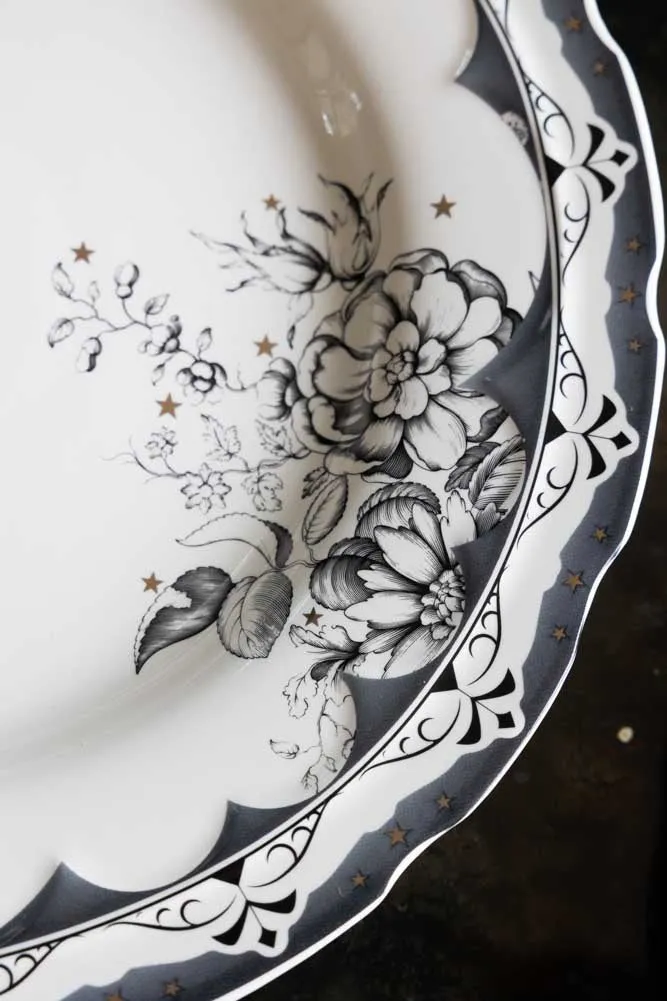 12-Piece Vintage-Style Floral & Star Dinner Set