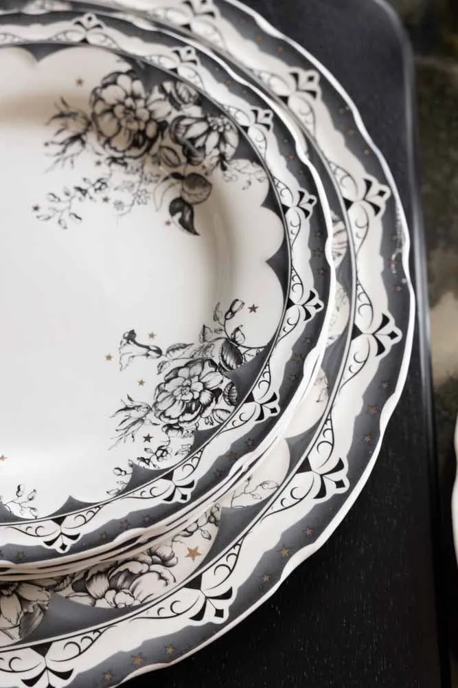 12-Piece Vintage-Style Floral & Star Dinner Set