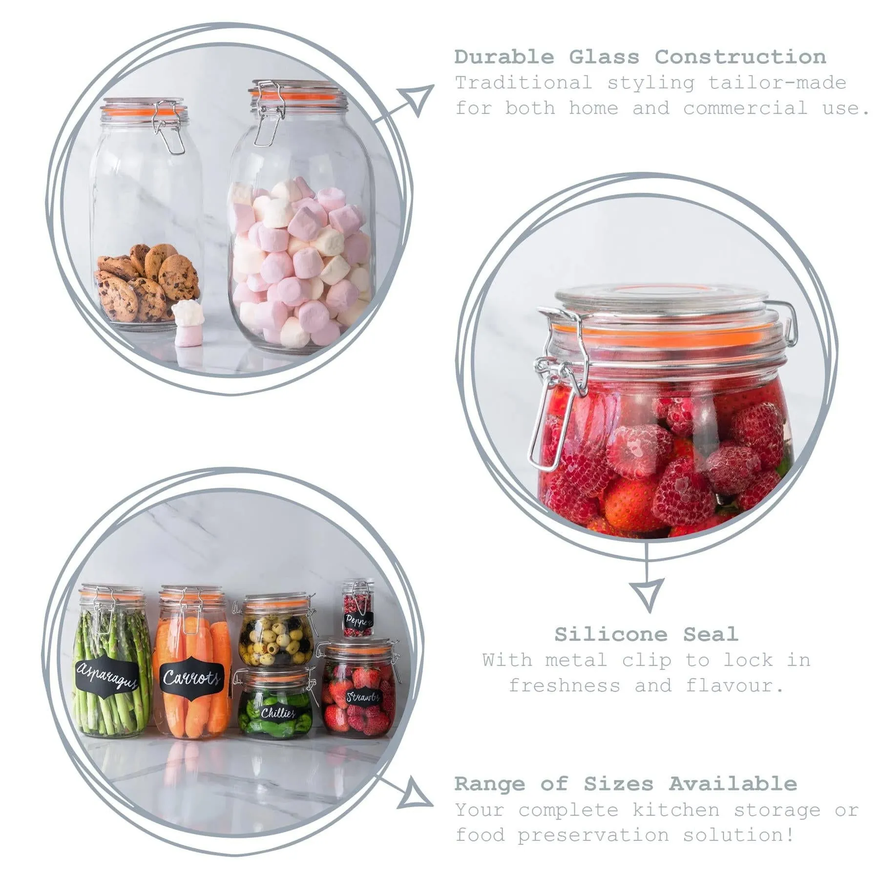 125ml Classic Glass Storage Jar   Four Free Coloured Seals