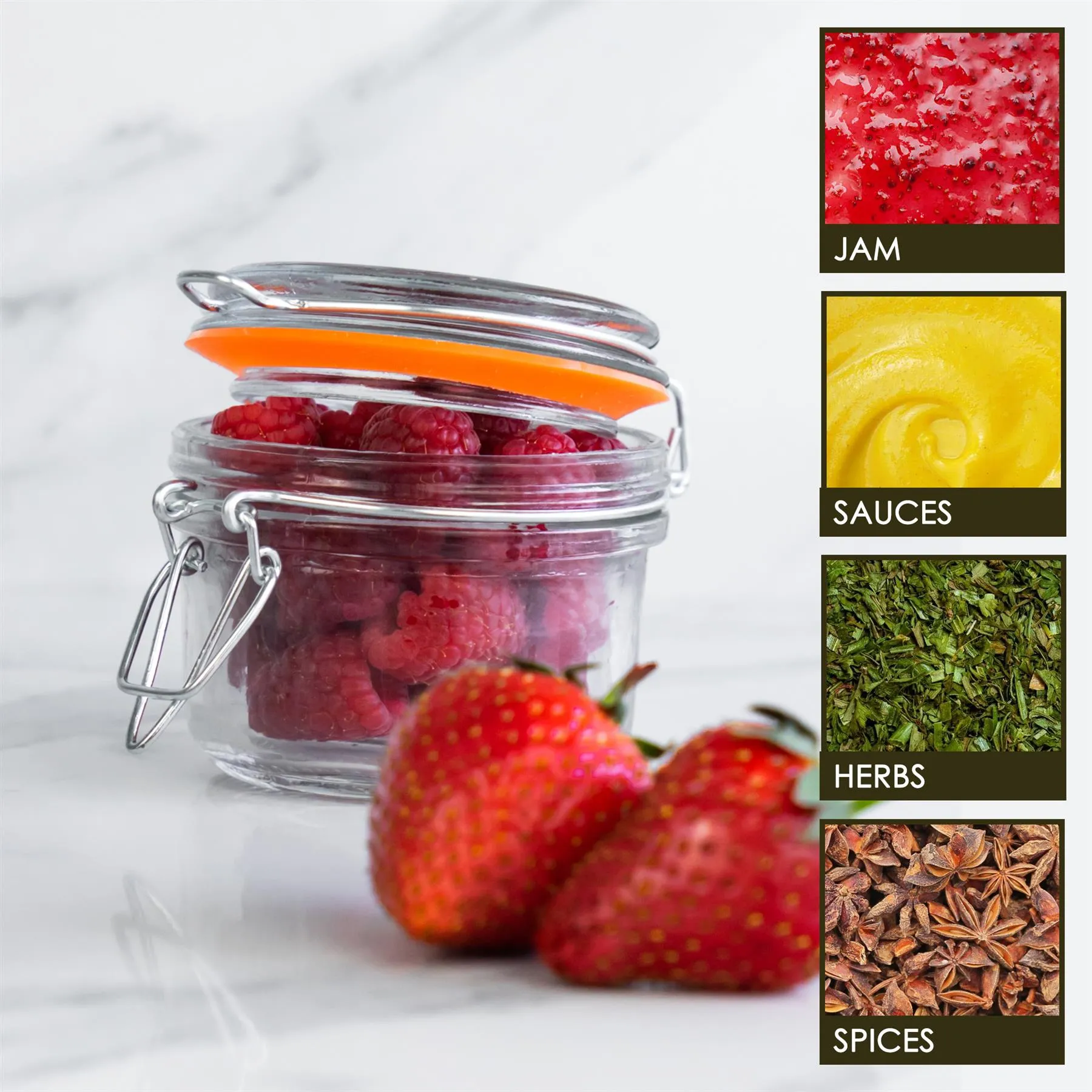 125ml Classic Glass Storage Jar   Four Free Coloured Seals