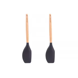 2-Piece Beechwood & Silicone Spatula Set | Charcoal