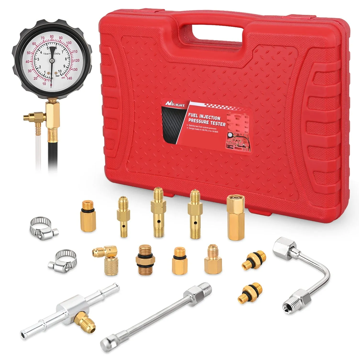 20pcs 0-100 PSI Fuel Injection Pump Pressure Gauge Petrol Engine Diagnostic Tester Kit