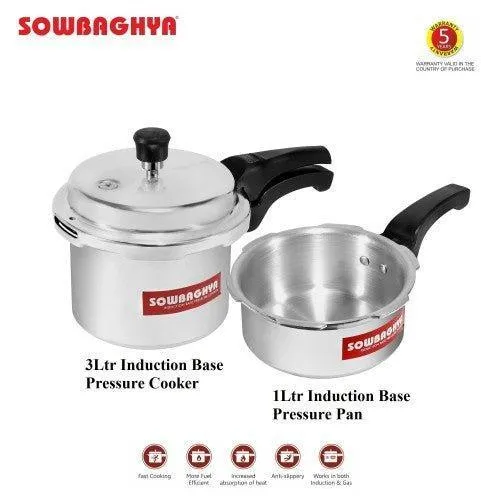 3 Lit Elite Induction Base ALU Pressure Cooker & Pan