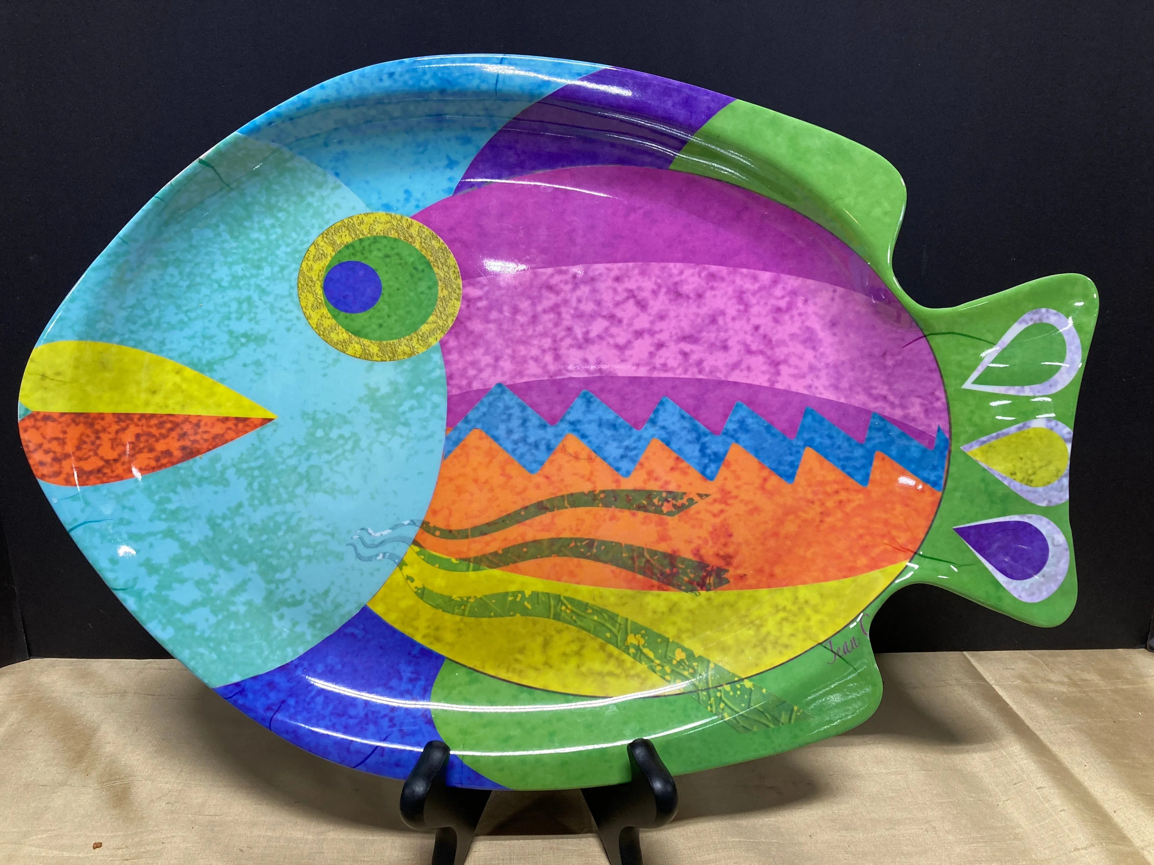 3-Piece Jean C. Colorful Fish Melamine Plate Set