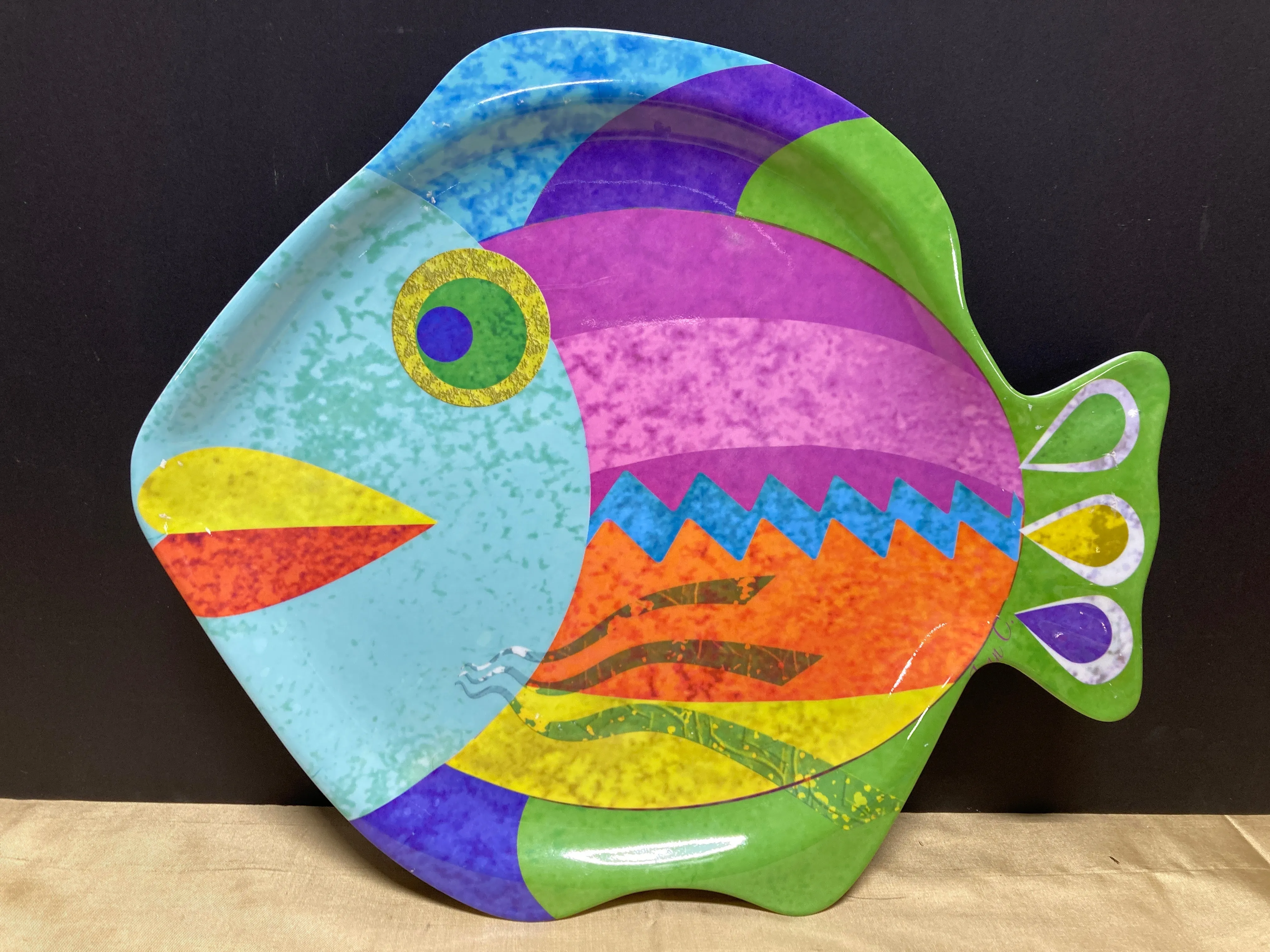 3-Piece Jean C. Colorful Fish Melamine Plate Set