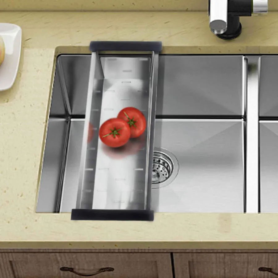 440x190x130mm Square Stainless Steel Colander for Kitchen Sink