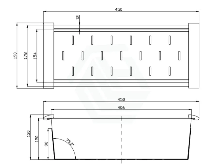 450x190x130mm Square Stainless Steel 304 Colander for Kitchen Sinks