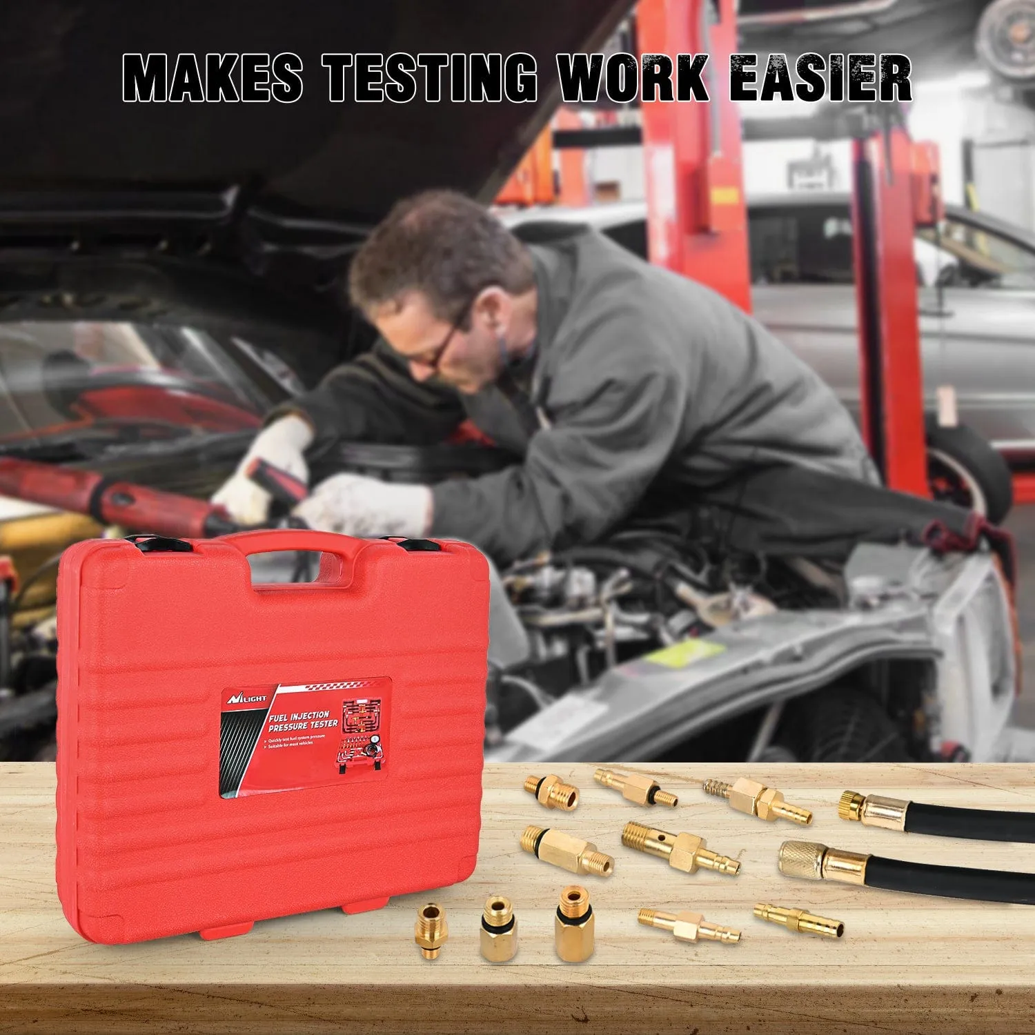 48 pcs 0-140 PSI Fuel PSI Fuel Injection Pump Pressure Gauge Petrol Engine Diagnostic Tester Kit