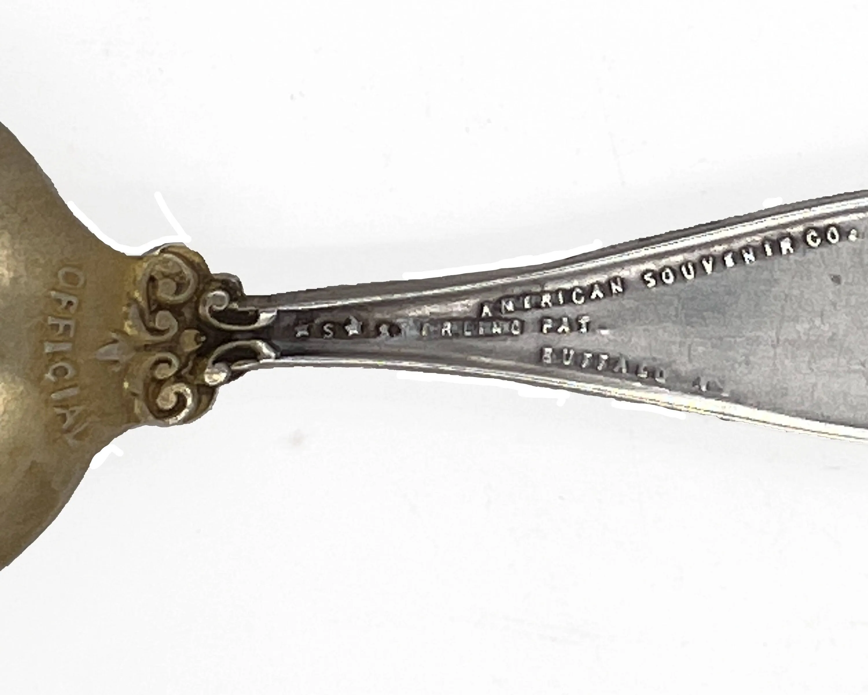 Antique Pan American Exposition Buffalo Souvenir Spoon Sterling Silver w Indian Handle
