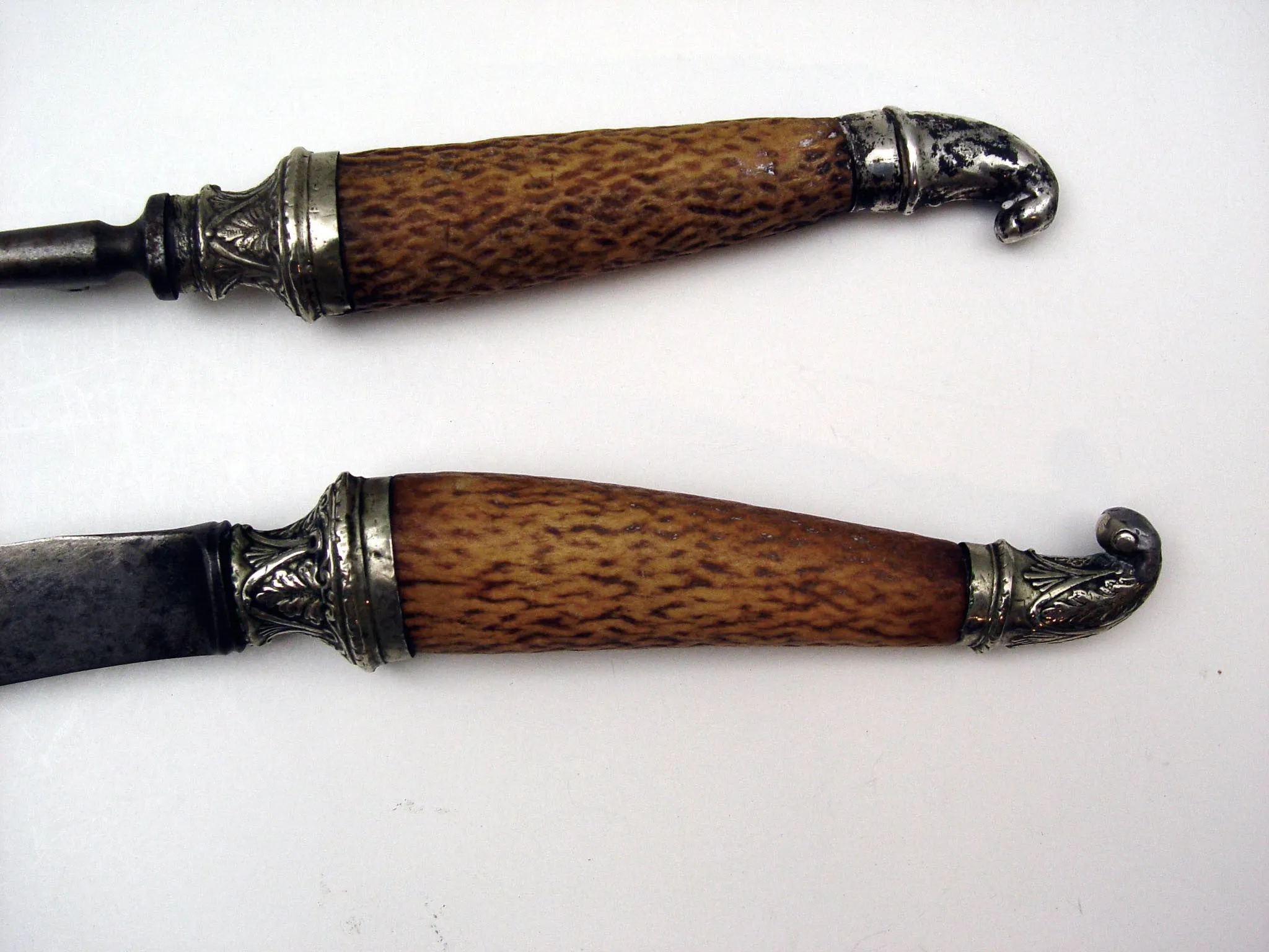 Antique Stag Horn & Silver Carving Set