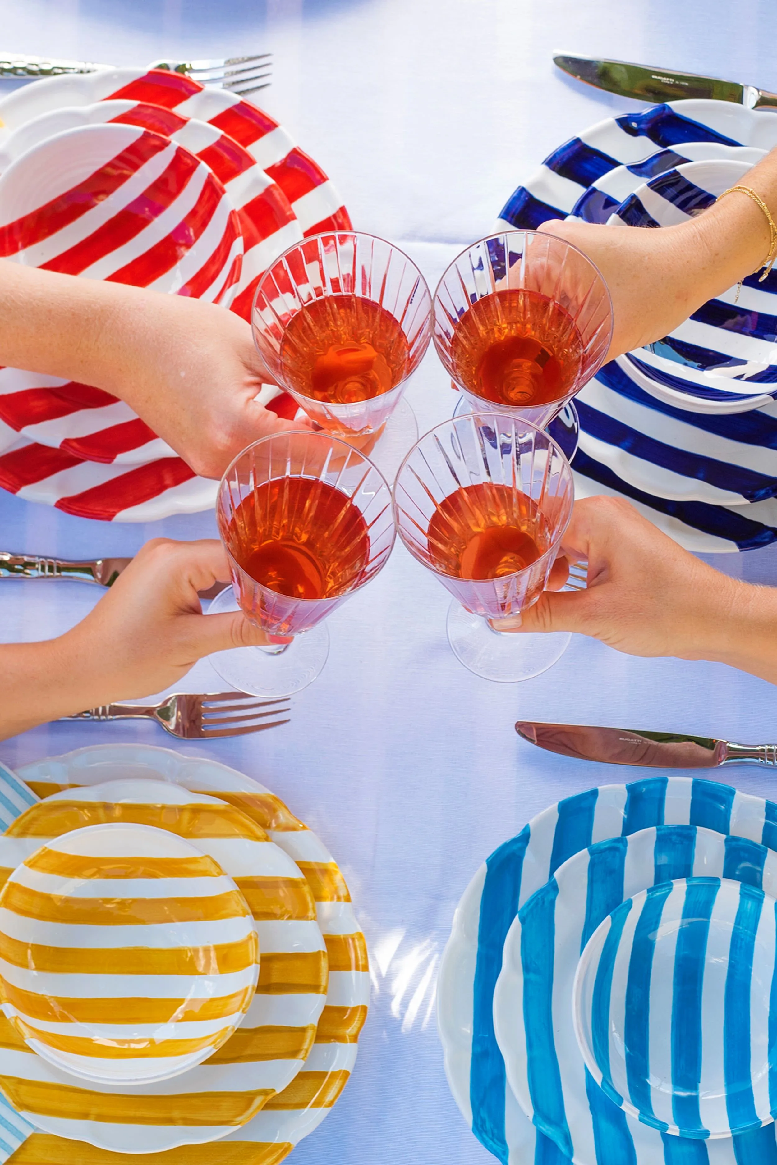 Aqua Stripe Dinner Plate