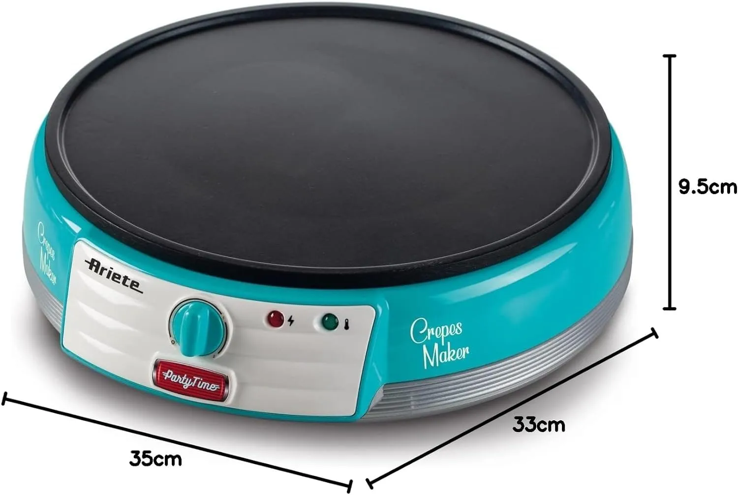 Ariete Electric Crepe Maker Dosa Maker | Portable Crepe Maker with Non-Stick Dipping Plate and Egg Whisk | Easy to Use for Pancakes, Chapati, Chilla, Dosa, Egg Beater | 1000Watt (Sky Blue)