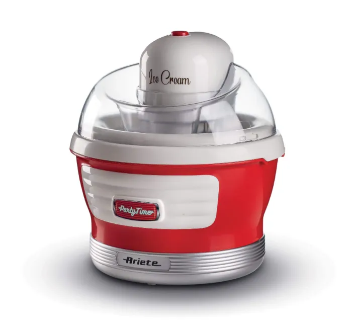 Ariete Party Time Ice Cream Maker 1.5L (Red) | 30-Min Fast Freezing | Sorbet, Frozen Yogurt & Ice Cream | 12W Motor | 2-Year Warranty