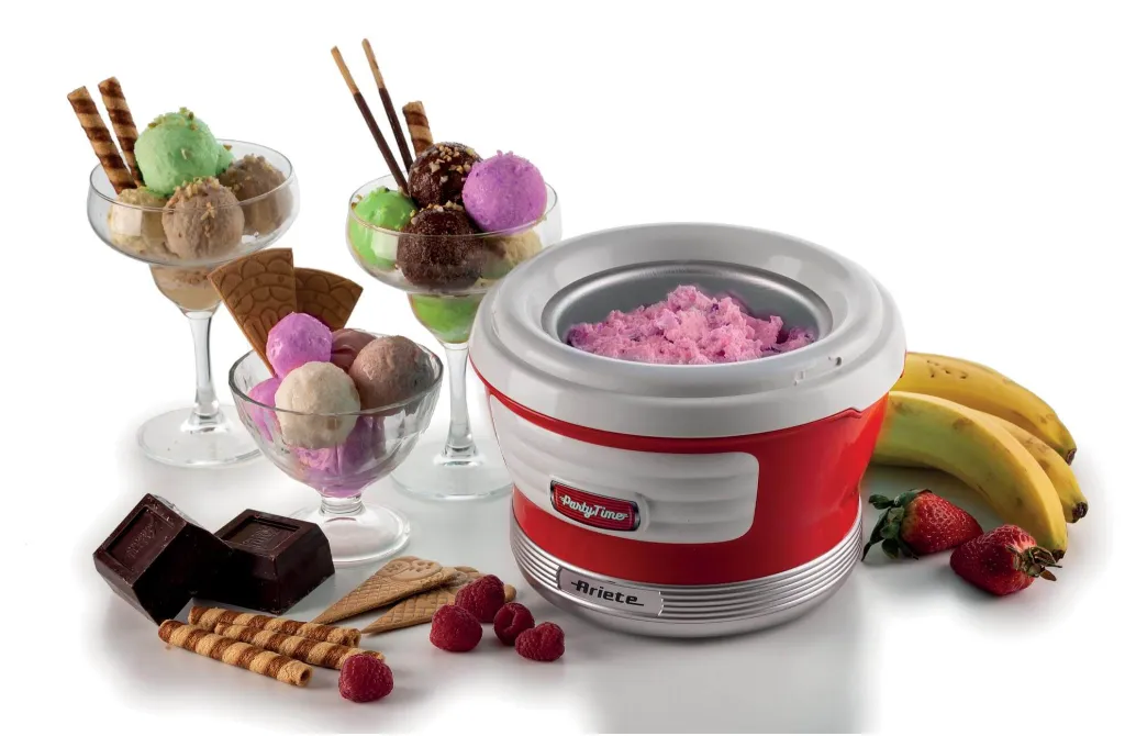 Ariete Party Time Ice Cream Maker 1.5L (Red) | 30-Min Fast Freezing | Sorbet, Frozen Yogurt & Ice Cream | 12W Motor | 2-Year Warranty