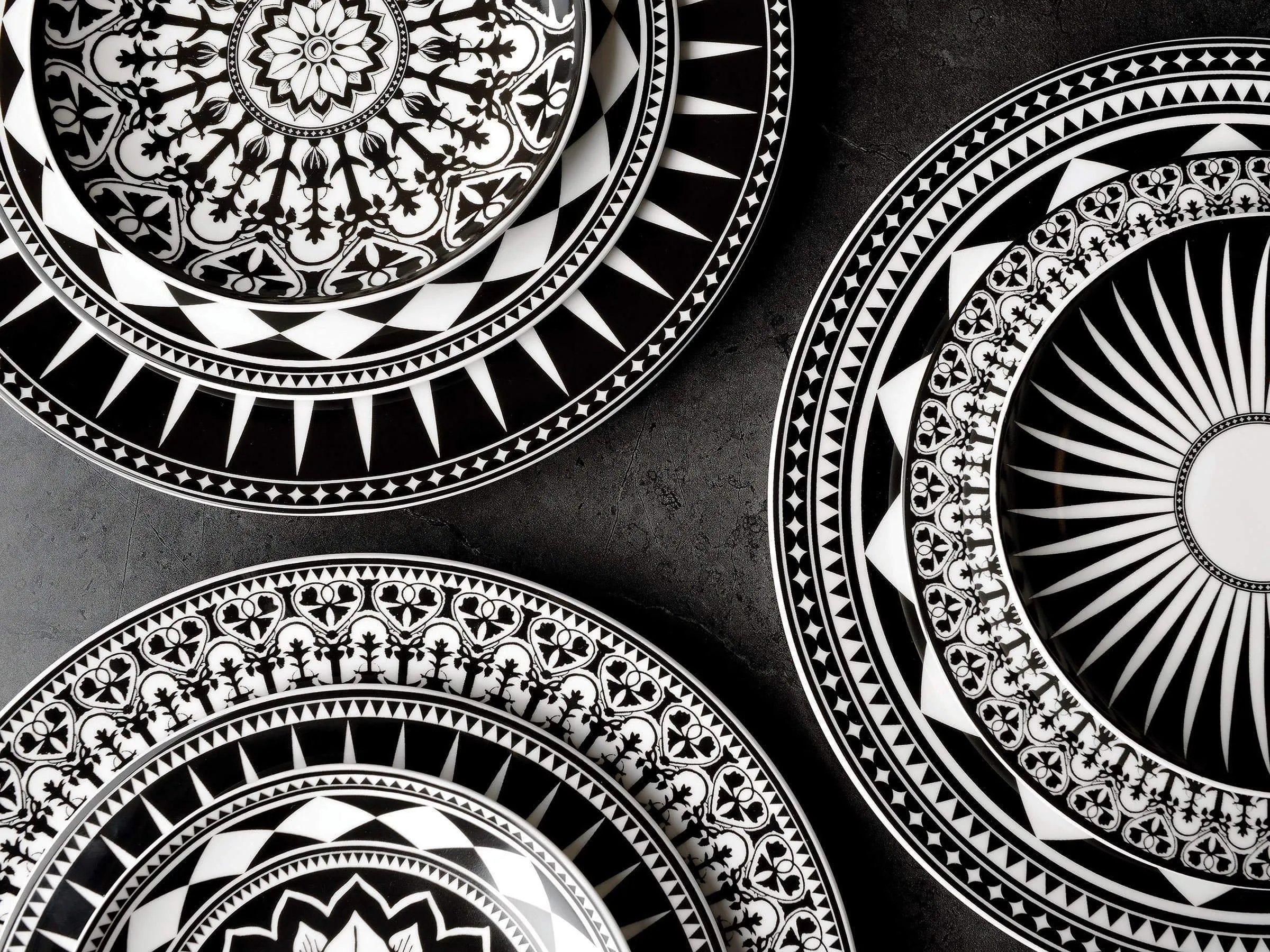Black Burst Bone China Dinnerware Set