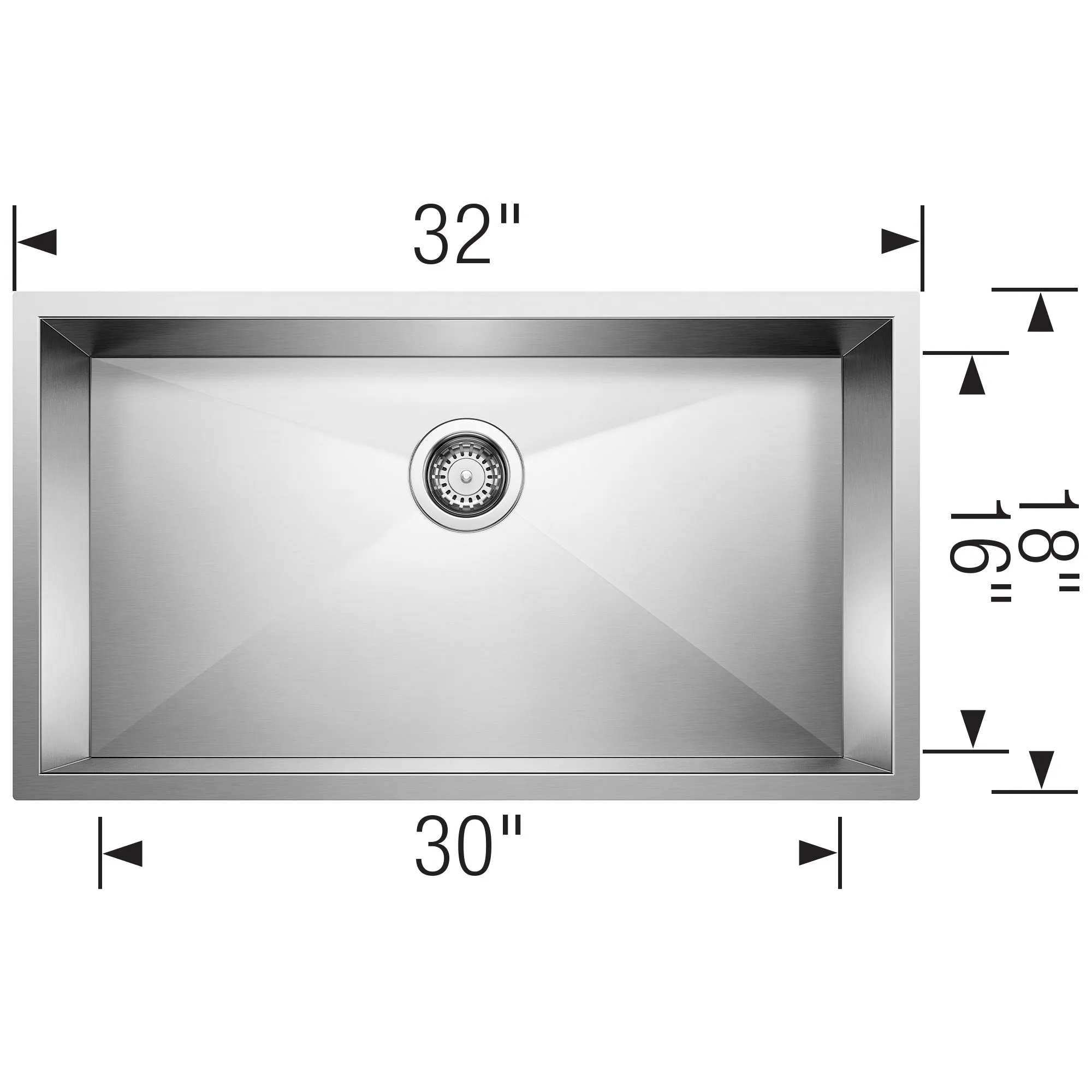 BLANCO 32" Quatrus Zero Radius Super Single Bowl Kitchen Sink