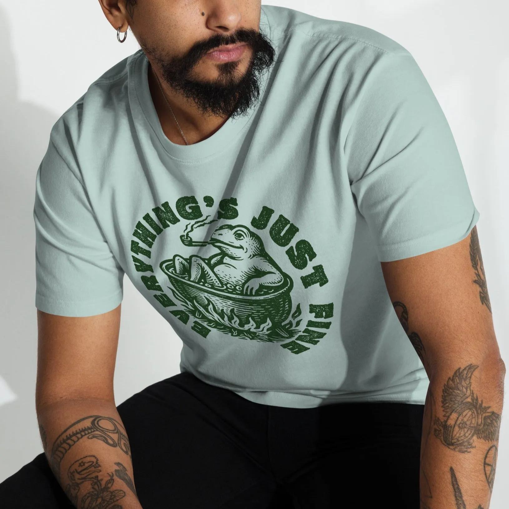 Boiling Frog Everything's Just Fine Men’s Heavyweight T-Shirt