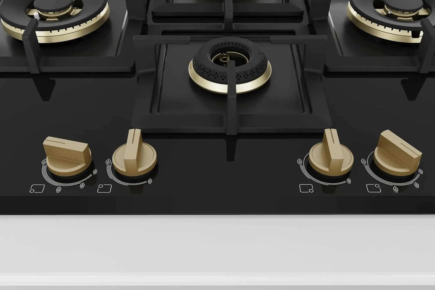 Bosch PNI7B6G20I 75 cm Built-in Gas Hob – 4 Burner, Full Brass 3D Ring Burners, Auto Ignition, Tempered Glass, Cast Iron Pan Supports, Black