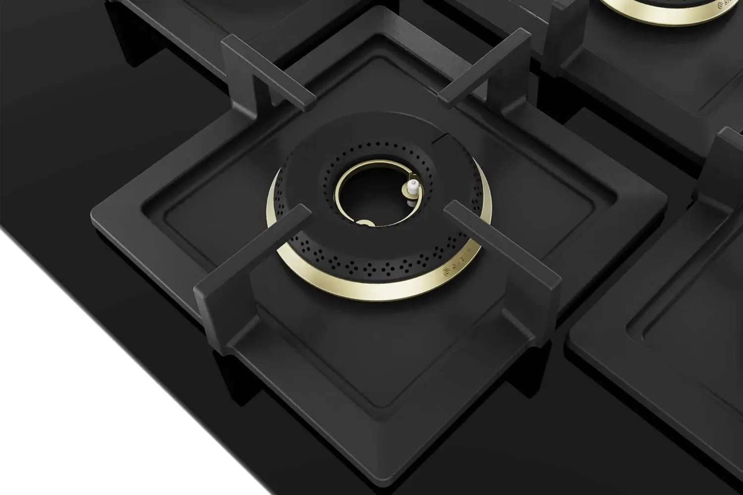 Bosch PNI7B6G20I 75 cm Built-in Gas Hob – 4 Burner, Full Brass 3D Ring Burners, Auto Ignition, Tempered Glass, Cast Iron Pan Supports, Black