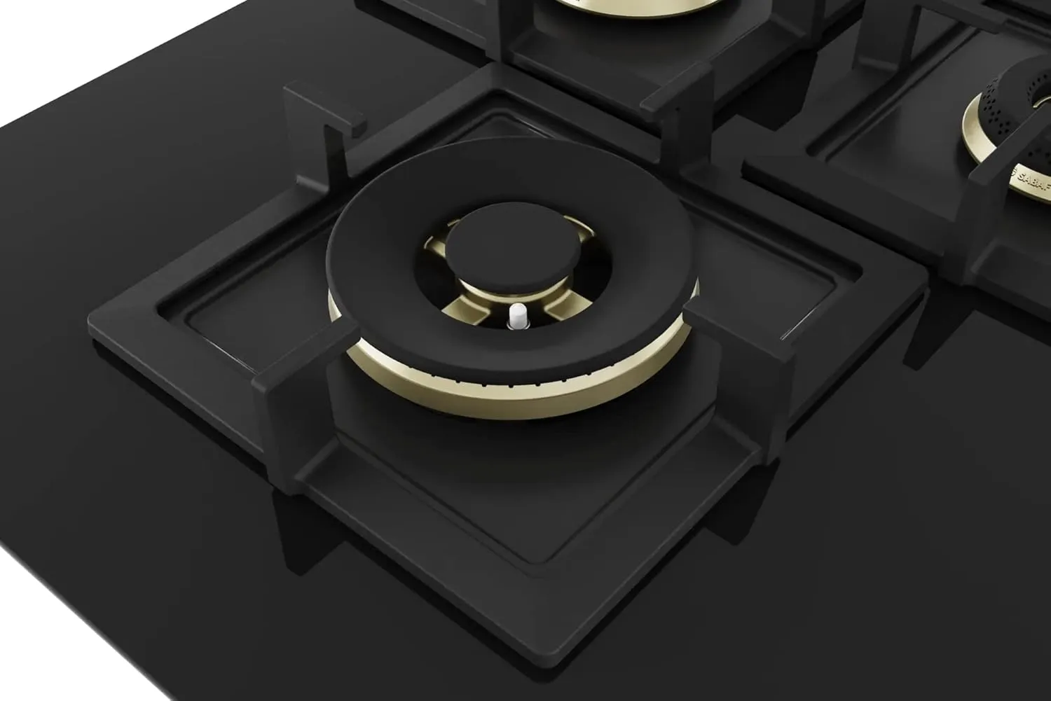 Bosch PNI7B6G20I 75 cm Built-in Gas Hob – 4 Burner, Full Brass 3D Ring Burners, Auto Ignition, Tempered Glass, Cast Iron Pan Supports, Black