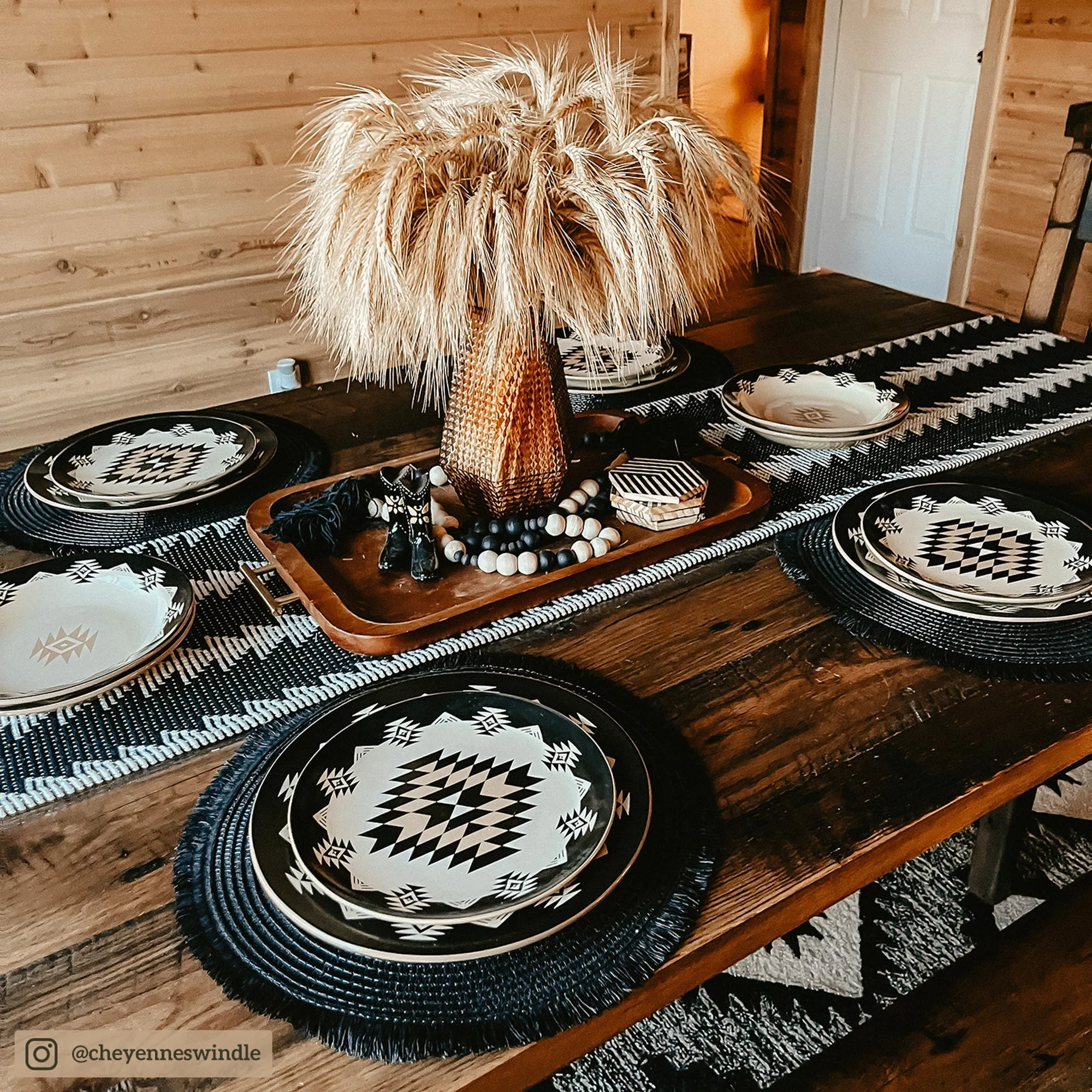 Chalet Aztec 19 pc Southwestern Dinnerware and Canister Set