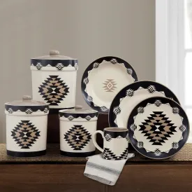Chalet Aztec 19 pc Southwestern Dinnerware and Canister Set