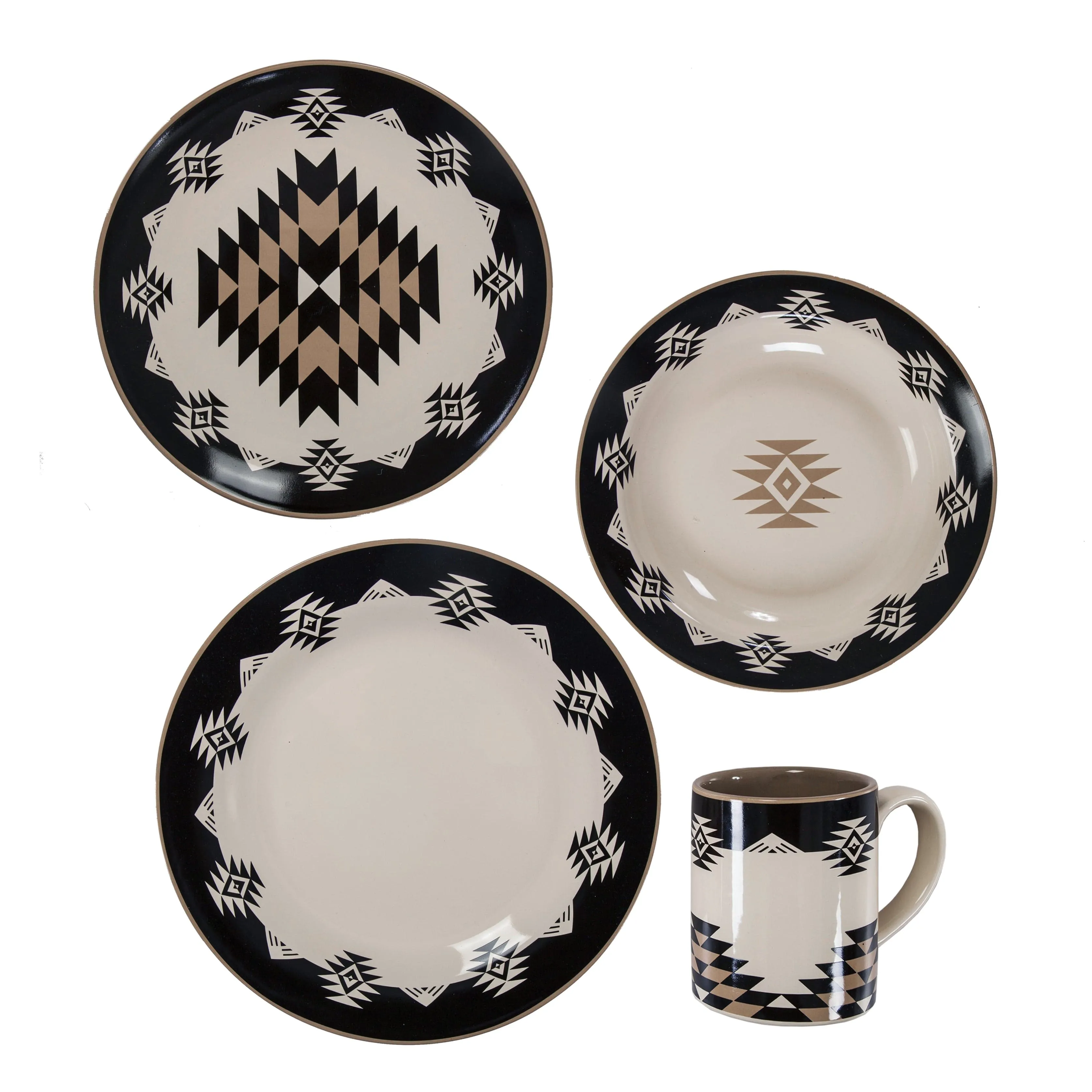 Chalet Aztec 19 pc Southwestern Dinnerware and Canister Set