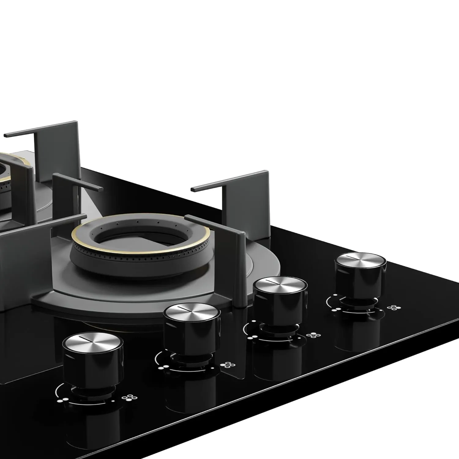Crompton HOB-SSDC604-MBL SensoSafe 60 cm 4 Burners Built-in Gas Hob With High Efficiency Brass Burners, Auto-Ignition and 8 MM Toughened Glass ( Midnight Black)