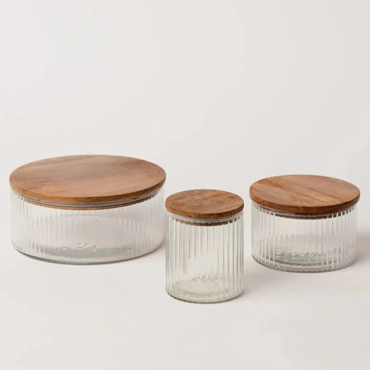 Fluted Glass Storage Jars - set of 3
