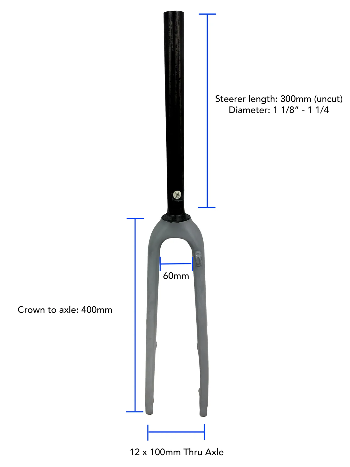 GT Grade 700c Gravel Bike Fork - Raw Unpainted Finish - 1 1/4" - 1 1/8" Steerer