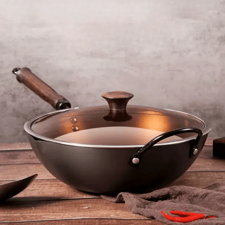 GUIHE DOOROOM Chinese Iron Wok Household Light Refined Iron Pan Quick-Fry Pan