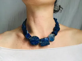Lapis & Silver Beaded Necklace.