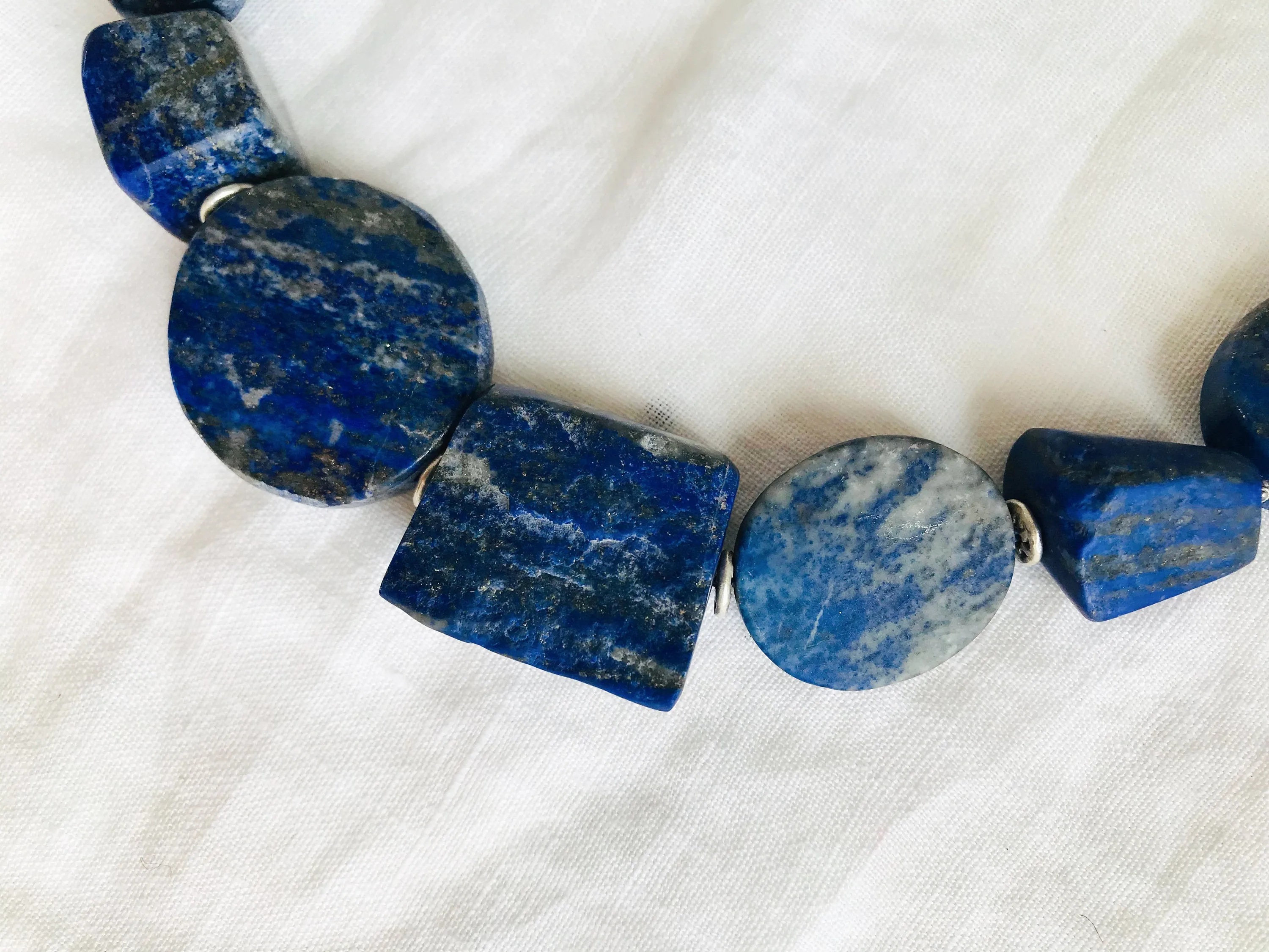 Lapis & Silver Beaded Necklace.