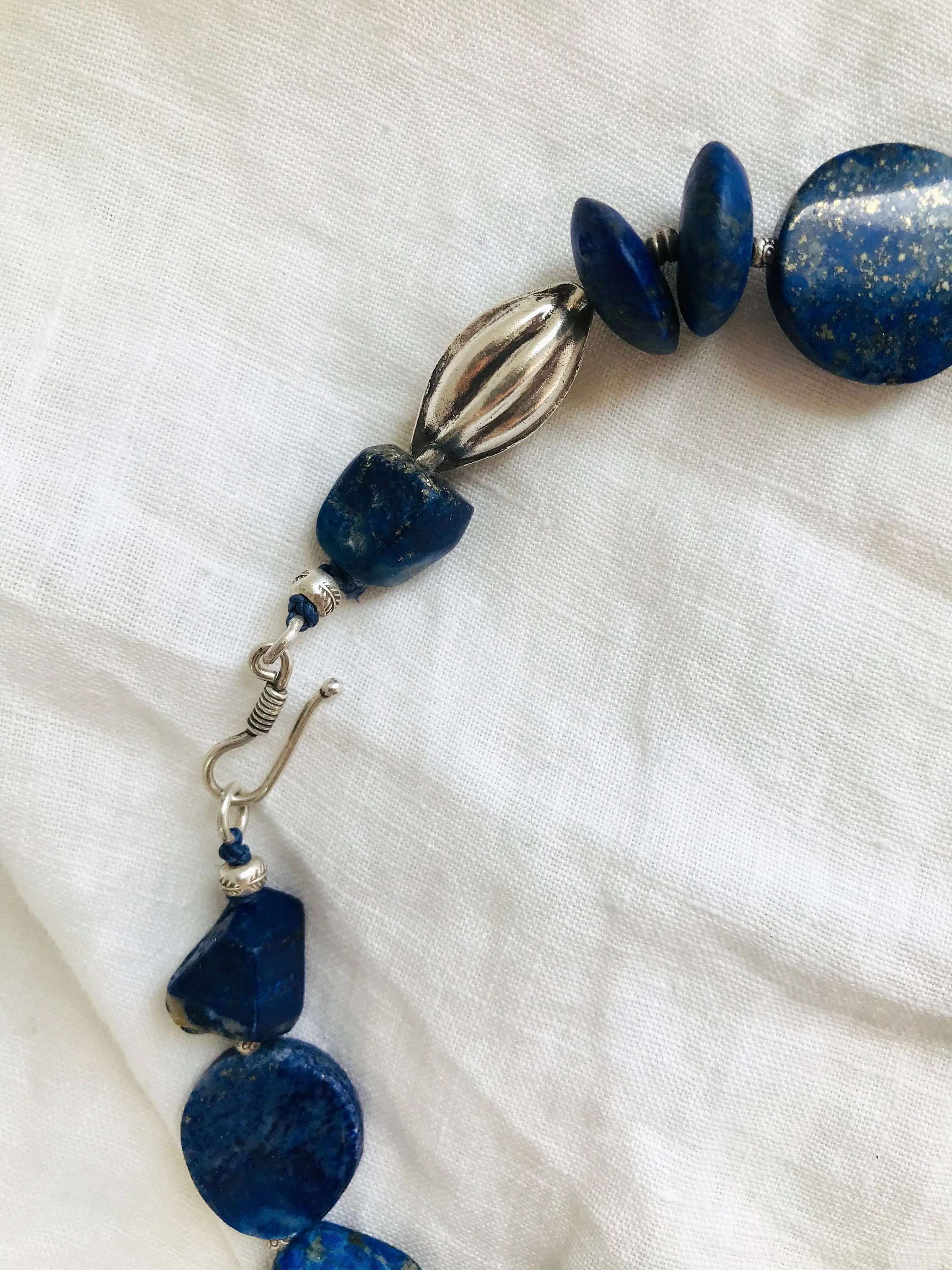 Lapis & Silver Beaded Necklace.