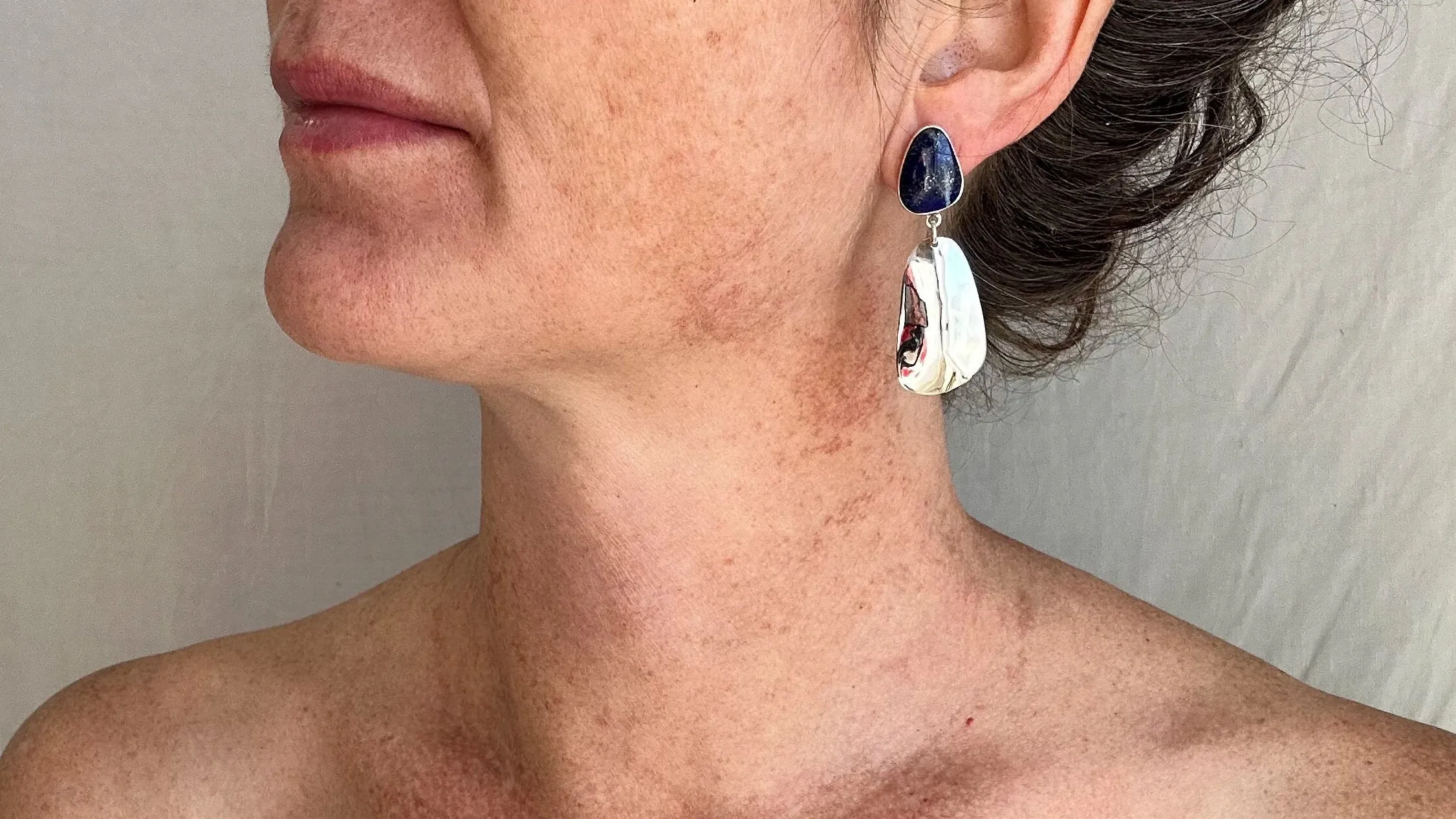 Lapis Lazuli & Sterling Silver Drop Earrings. 0888
