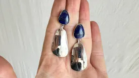 Lapis Lazuli & Sterling Silver Drop Earrings. 0888