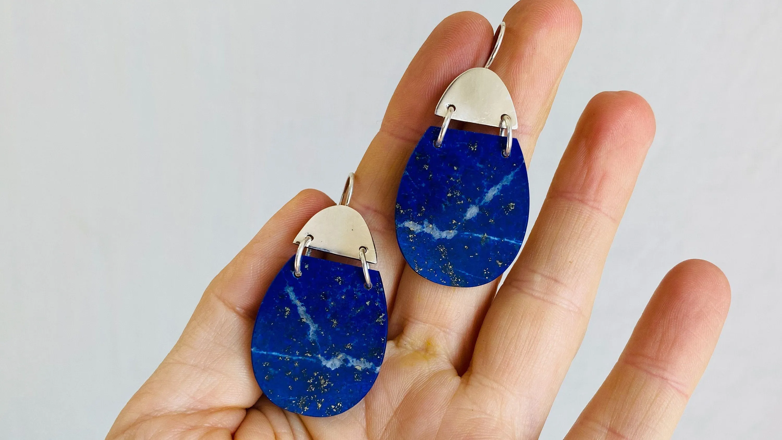 Lapis Lazuli & Sterling Silver Drop Earrings. 1204