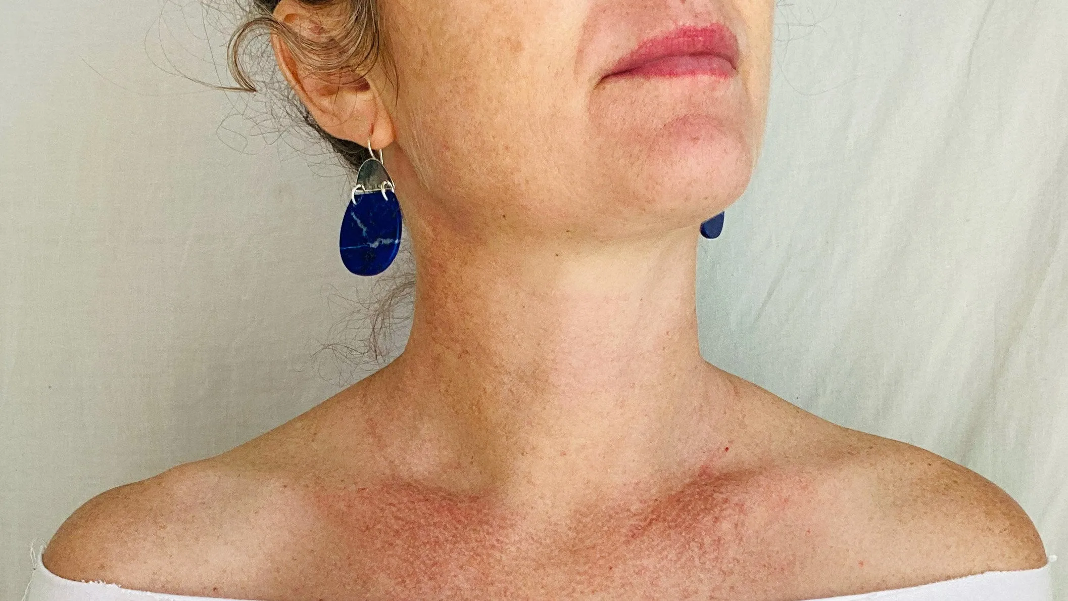 Lapis Lazuli & Sterling Silver Drop Earrings. 1204