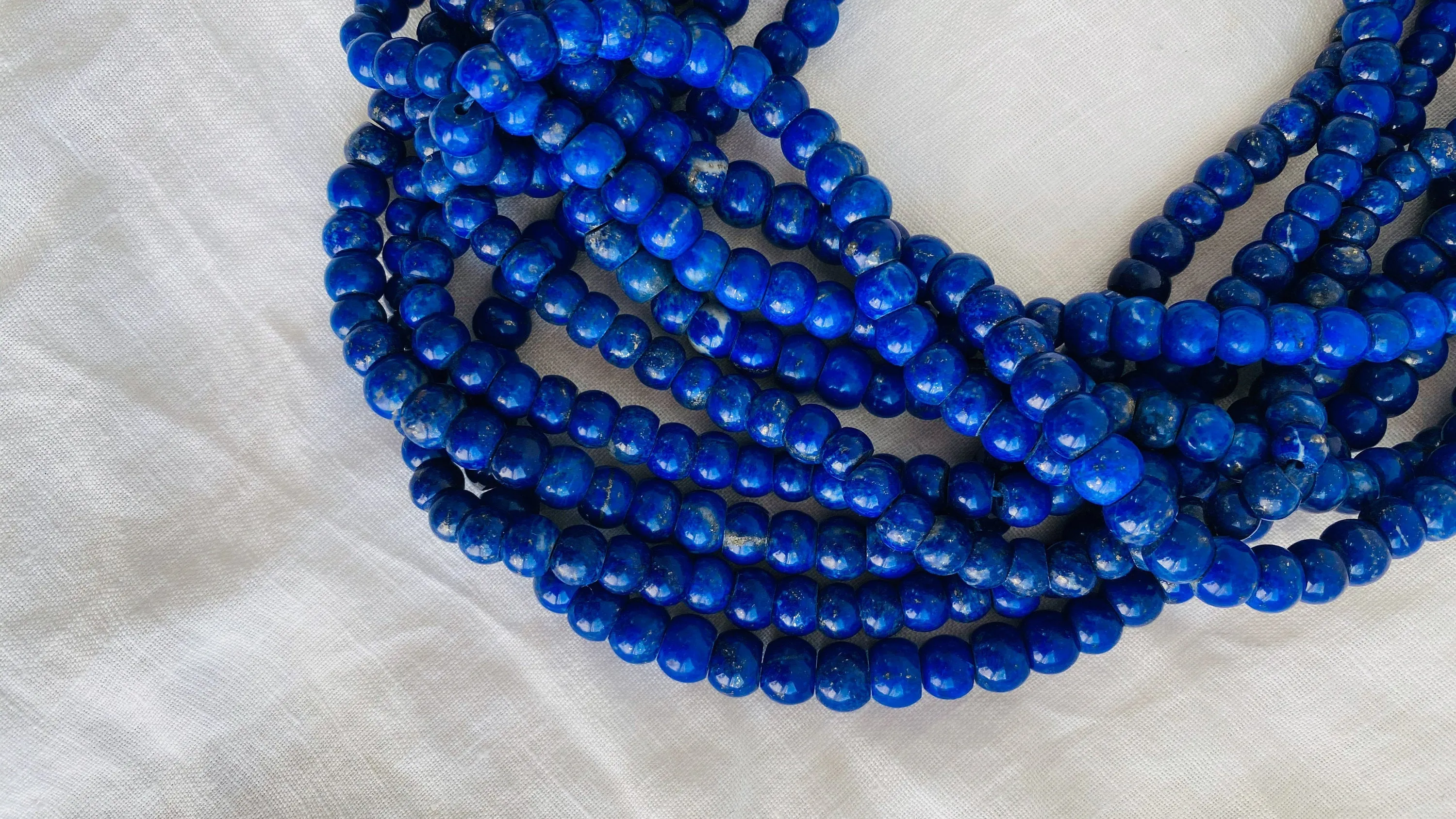 Lapis Lazuli and Sterling Silver Necklace. Multi Strand