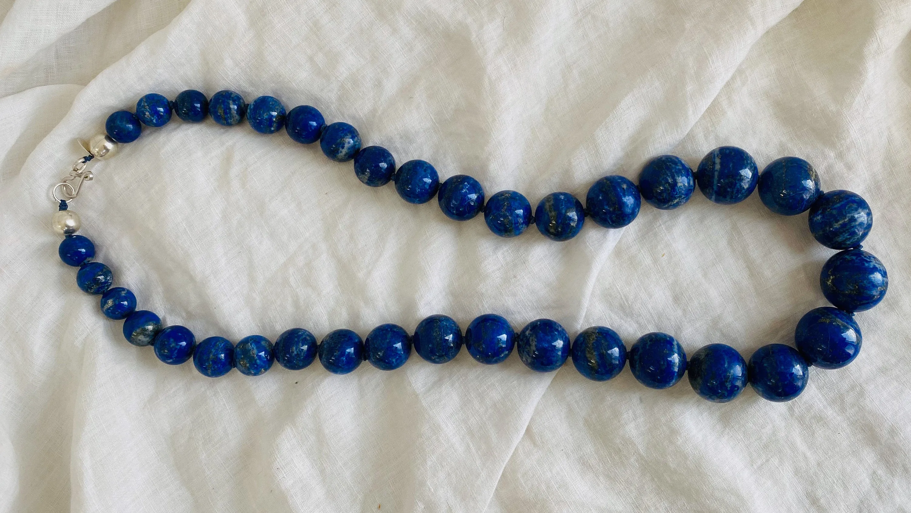 Lapis Lazuli Long Beaded Necklace.