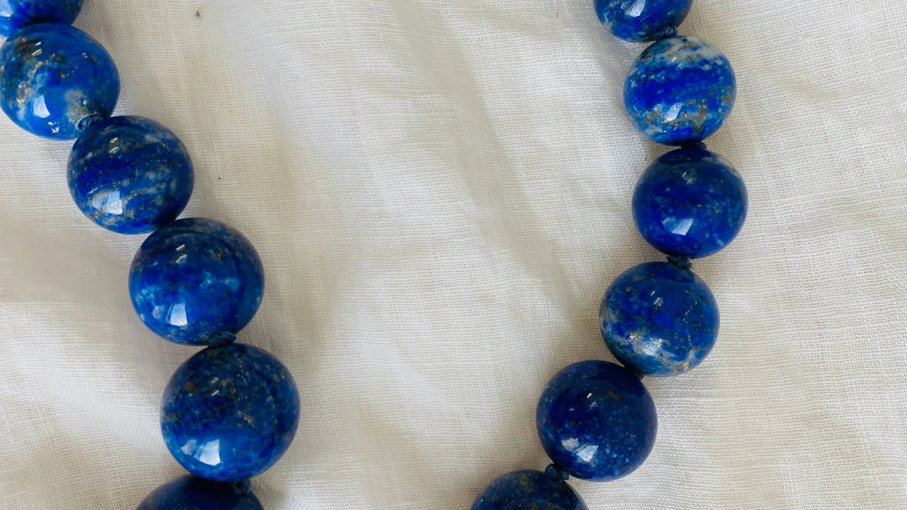 Lapis Lazuli Long Beaded Necklace.