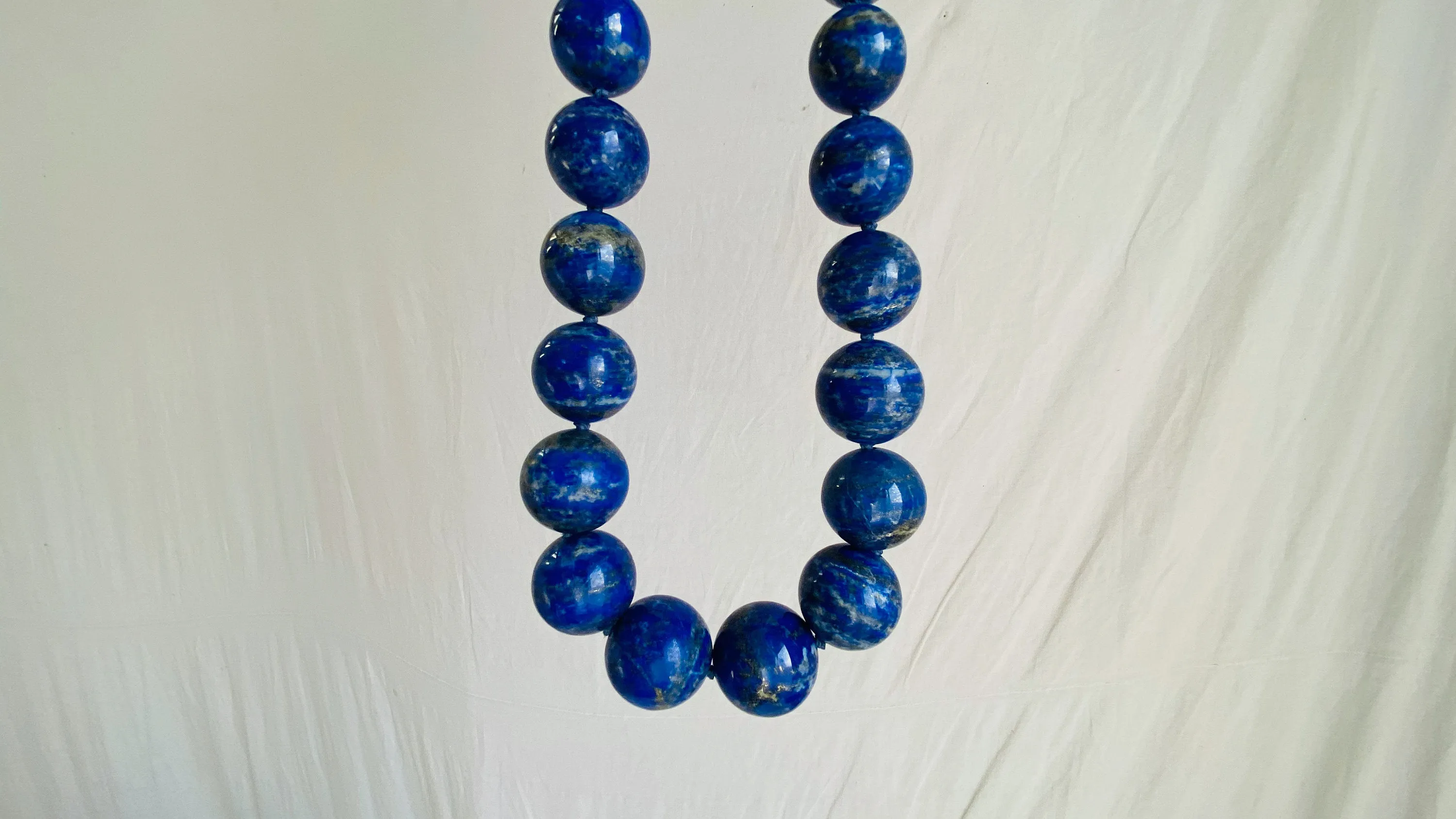 Lapis Lazuli Long Beaded Necklace.