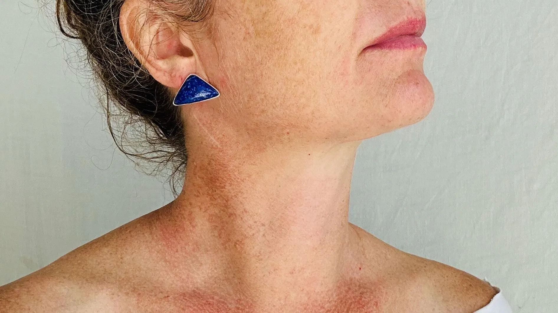 Lapis Lazuli Traingle Earrings. Sterling Silver. 2601