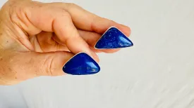 Lapis Lazuli Traingle Earrings. Sterling Silver. 2601