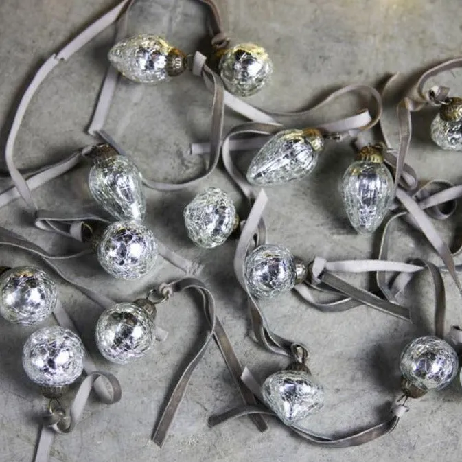 Little Glass Baubles in a Glass Jar - Antique Silver or Mixed Colours