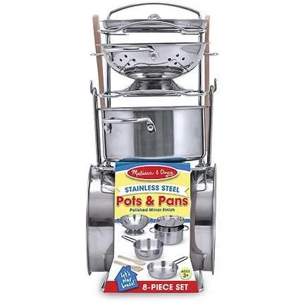 Melissa & Doug Stainless Steel Pots & Pans Play Set