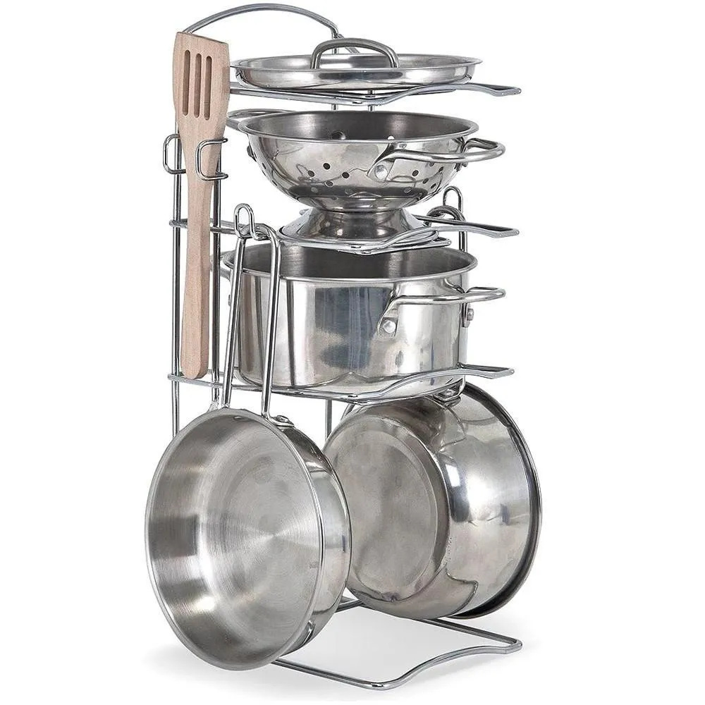 Melissa & Doug Stainless Steel Pots & Pans Play Set
