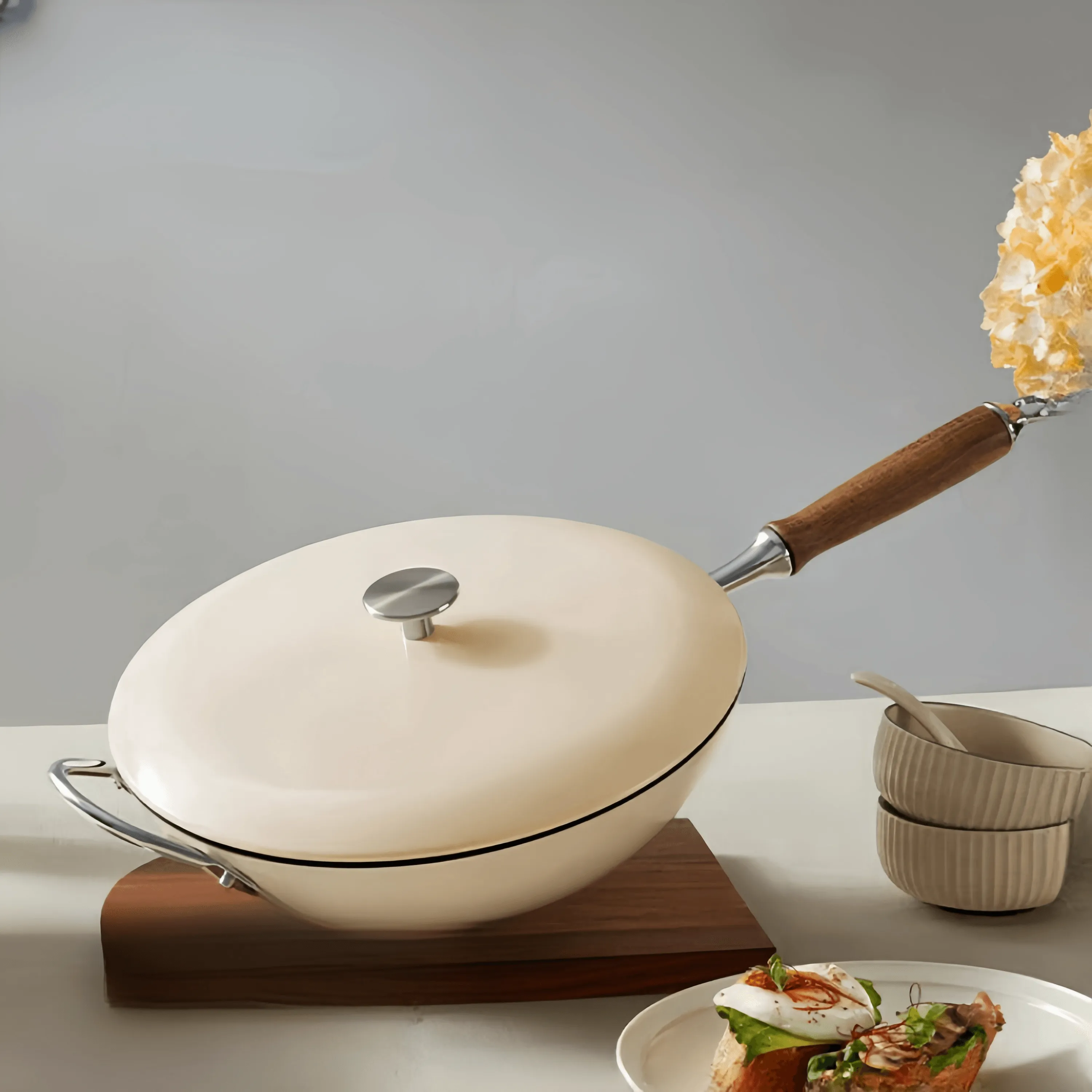 MOCAROSE Enamel Pot 32cm Iron Wok