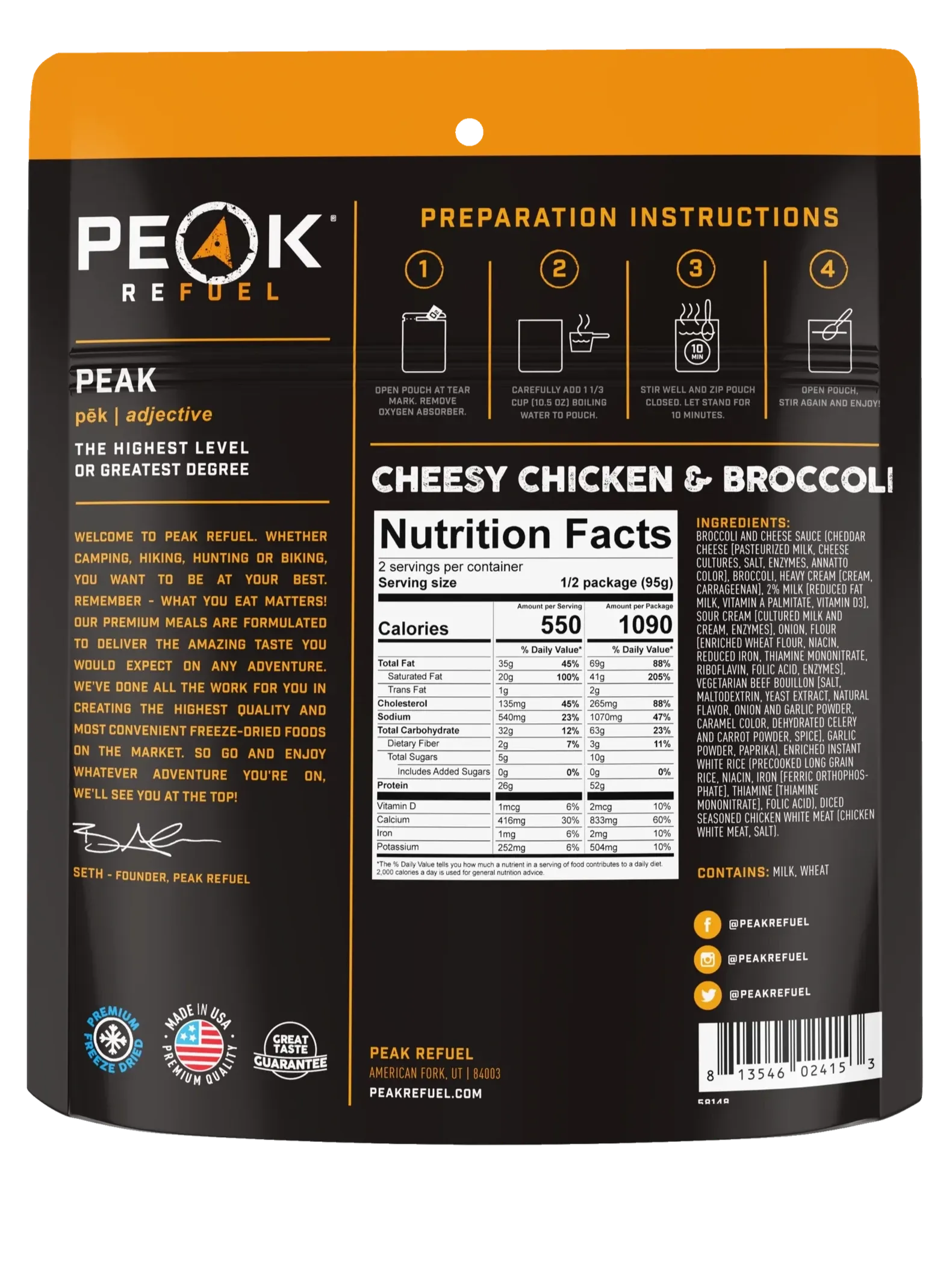 Peak Refuel Cheesy Chicken & Broccoli